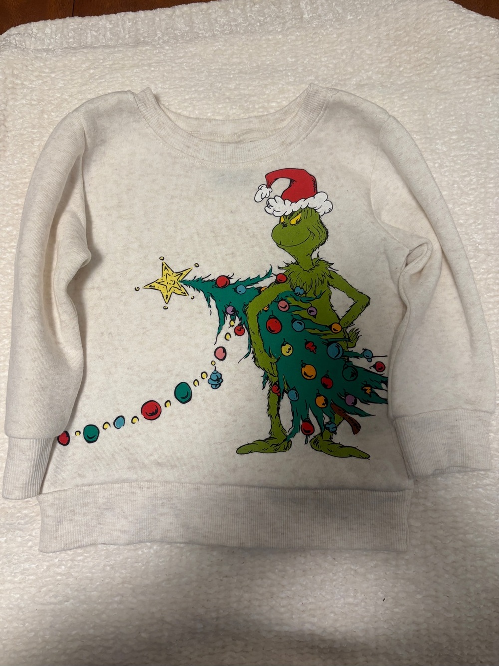 Kids White Grinch Graphic Holiday Sweatshirt